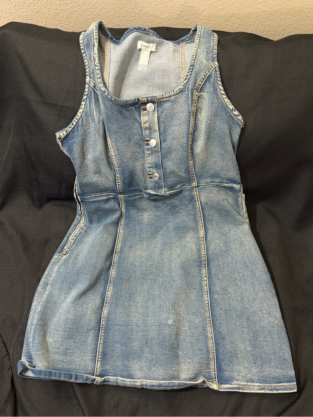 Forever 21 Washed Denim Mini Dress in Blue-Green